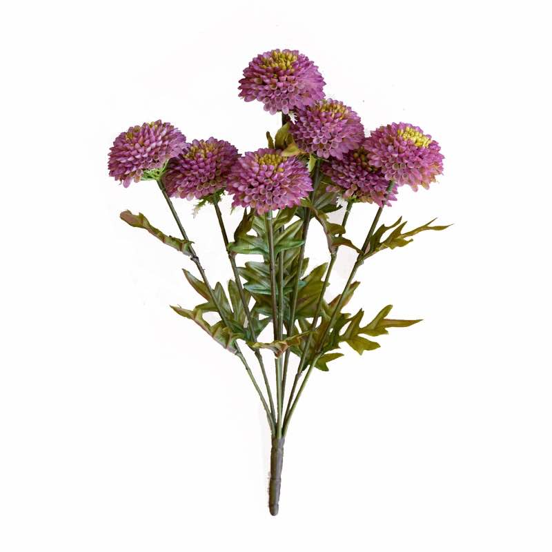 Set of 3 Artificial Purple Ball Dahlias Bundle of 7